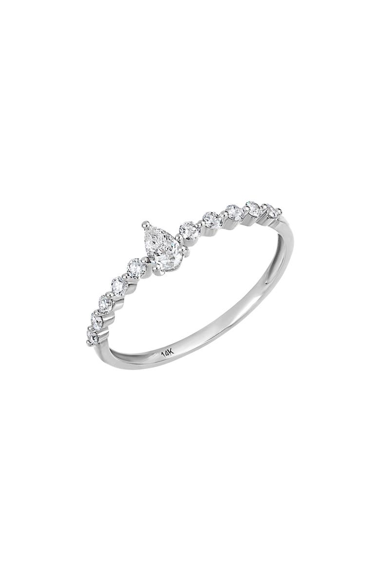 Pear Shape Diamond Ring - 0.32ct., Main, color, 14K WHITE GOLD