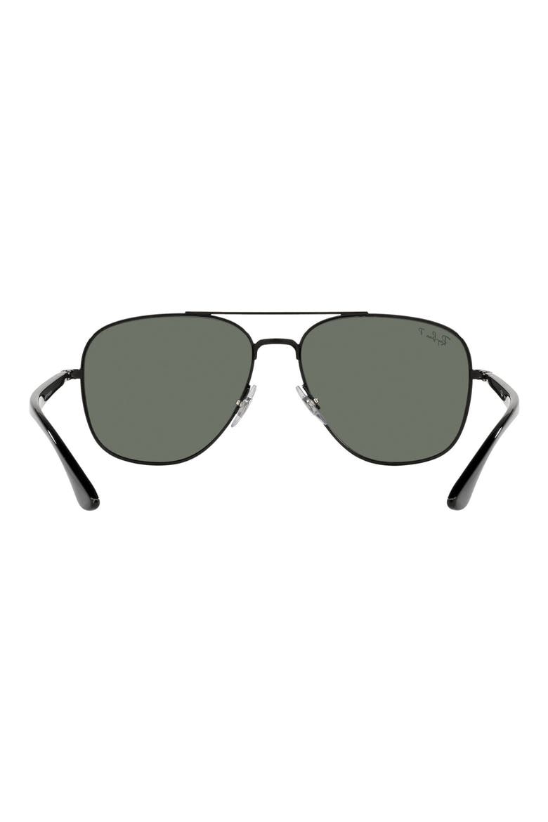56mm Polarized Square Sunglasses, Alternate, color, BLACK/ POLARIZED GREEN