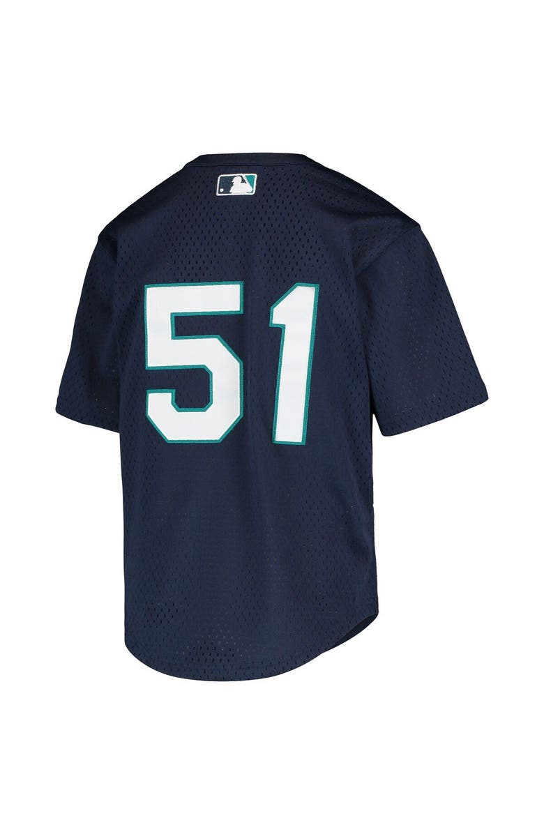 Mitchell & Ness Youth Mitchell & Ness Ichiro Suzuki Navy Seattle Mariners Cooperstown Collection Mesh Batting Practice Jersey, Alternate, color, Navy