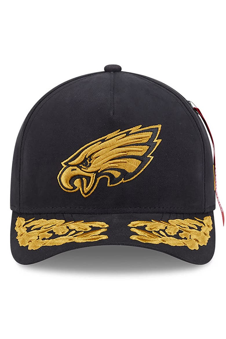 Men's New Era x Alpha Industries  Black Philadelphia Eagles A-Frame 9FORTY Adjustable Hat, Alternate, color, Black