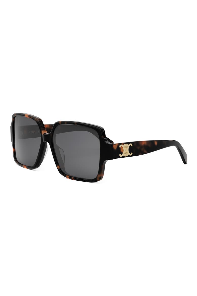 Triomphe 60mm Square Sunglasses, Alternate, color, DARK HAVANA / SMOKE