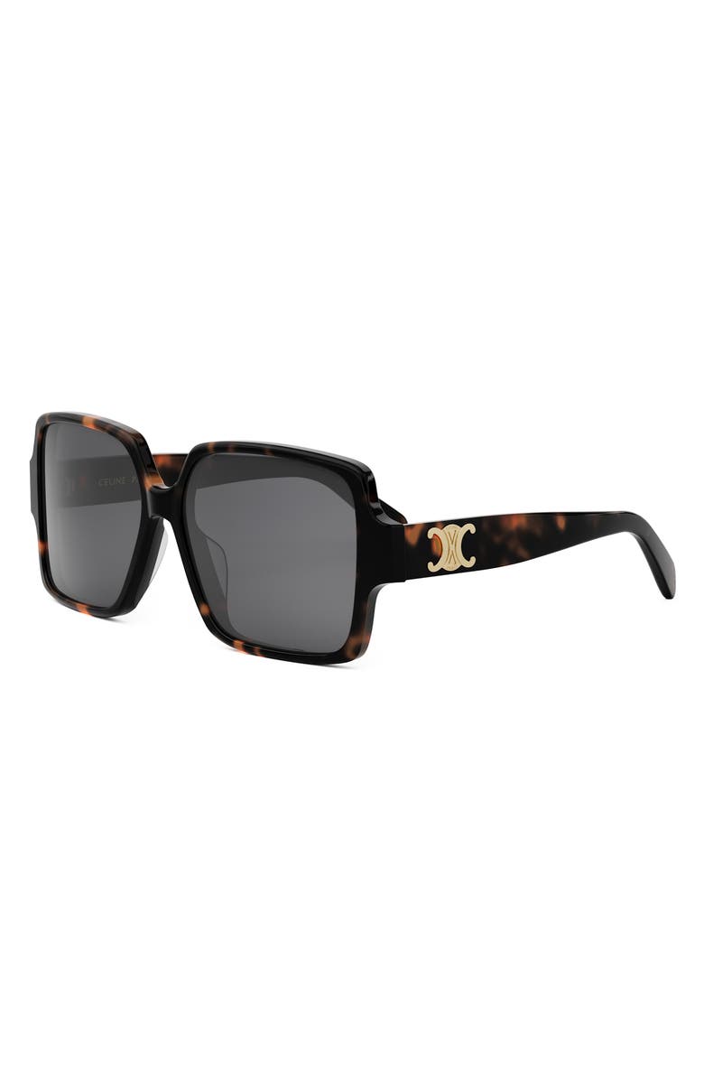 CELINE Triomphe 60mm Square Sunglasses, Alternate, color, Dark Havana / Smoke