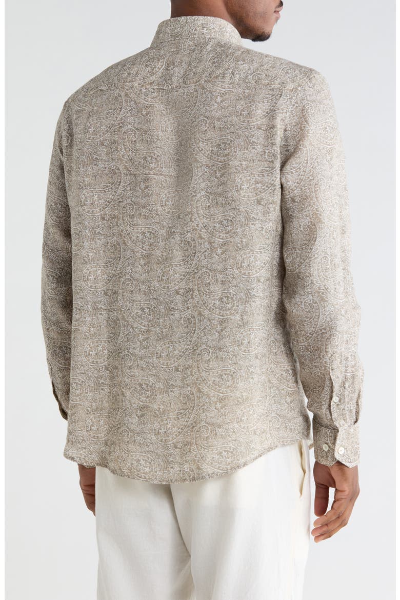 Linen Long Sleeve Button-Up Shirt, Alternate, color, OLIVE