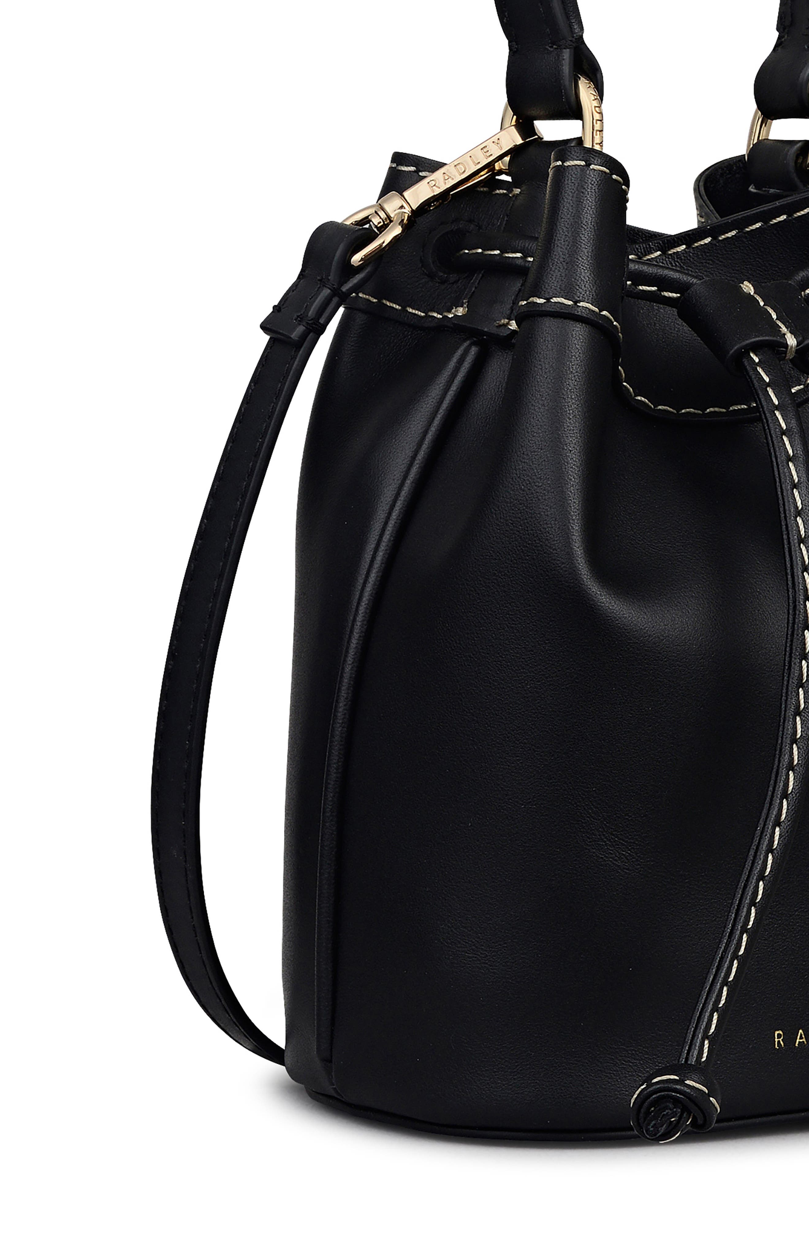 Albany Avenue Mini Drawstring Leather Crossbody Bag, Alternate, color, BLACK