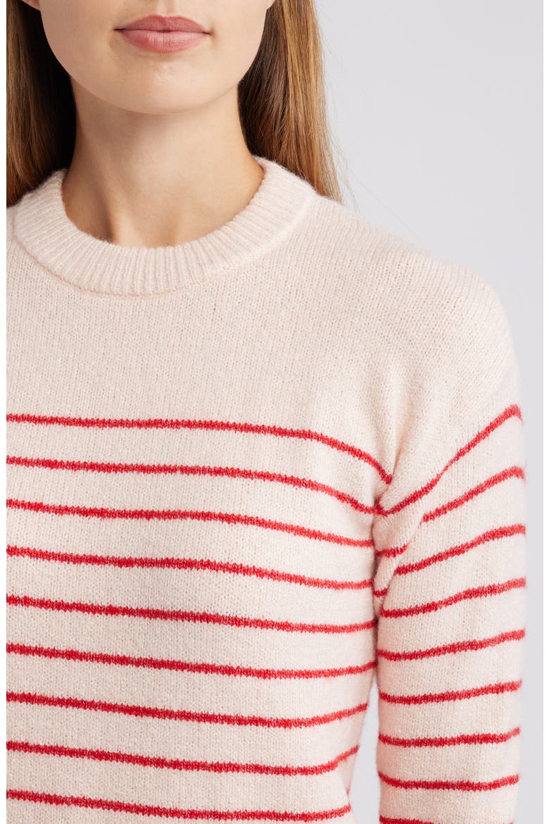 Stripe Relaxed Fit Sweater, Alternate, color, PINK FRESCO- RED STRIPE