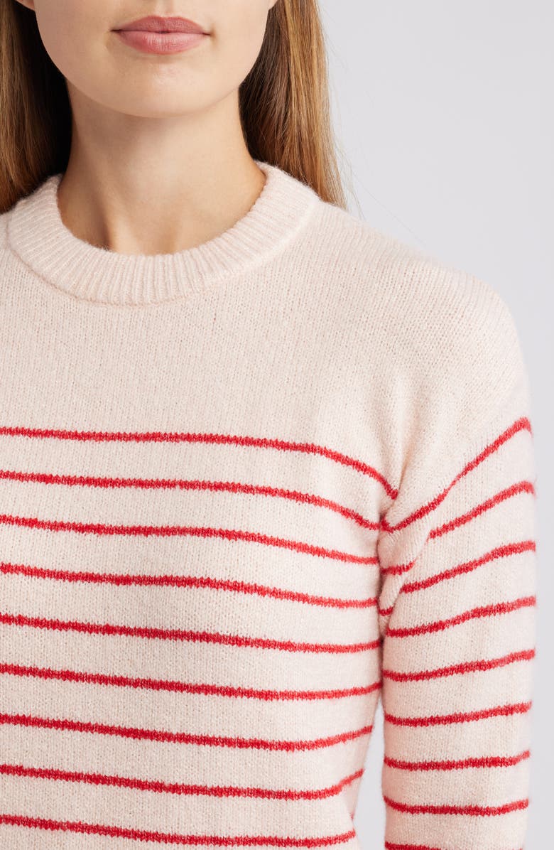 Caslon<sup>®</sup> Stripe Relaxed Fit Sweater, Alternate, color, Pink Fresco- Red Stripe