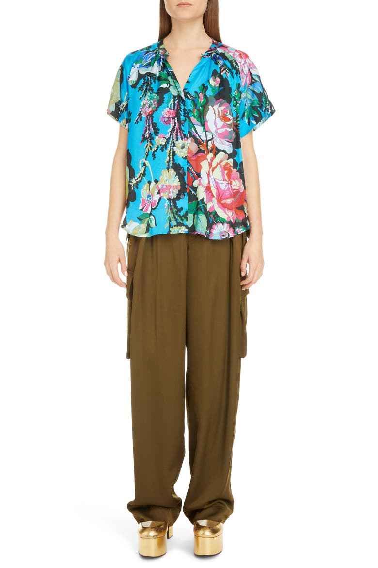 Chen Floral Top, Alternate, color, BLUE