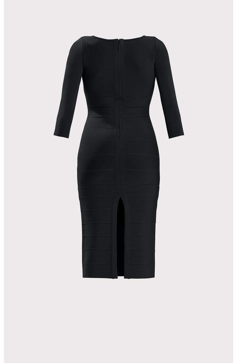 Herve Leger Icon Sweetheart Midi Dress, Alternate, color, Black