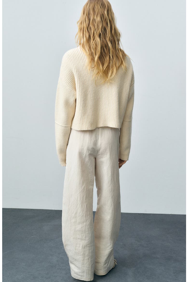 Tappeito Turtleneck Cotton & Wool Rib Sweater, Alternate, color, ECRU