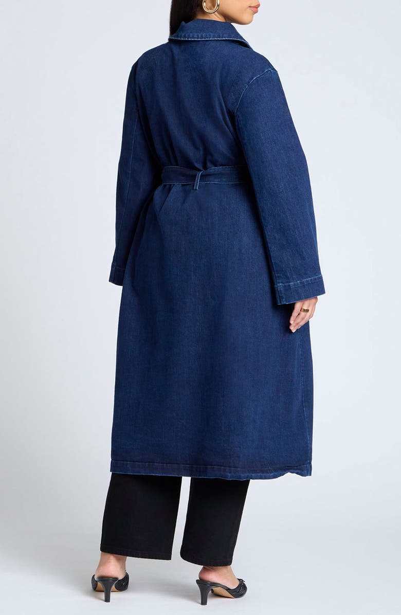 ELOQUII Belted Denim Trench Coat, Alternate, color,