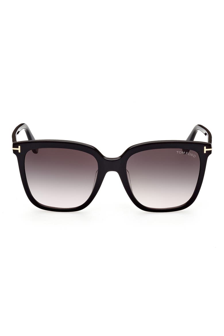 55mm Butterfly Sunglasses, Main, color, SHINY BLACK / GRADIENT SMOKE