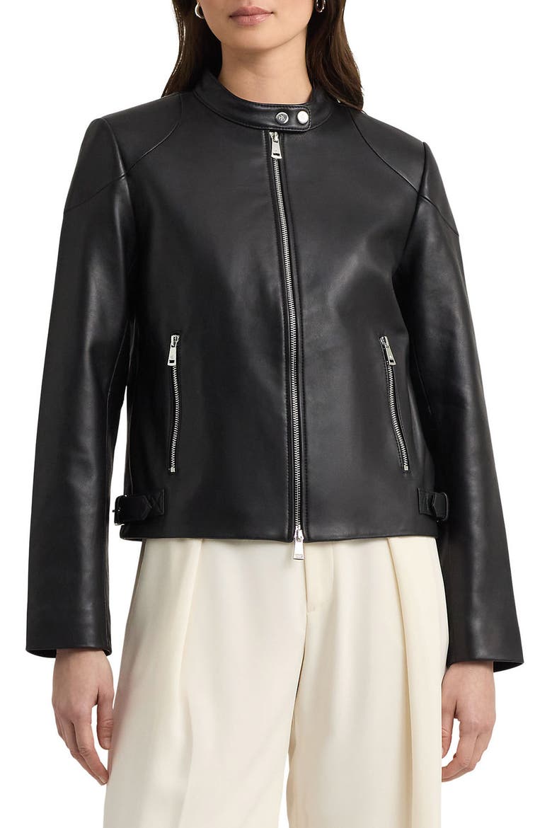 Scuba Leather Jacket, Main, color, BLACK