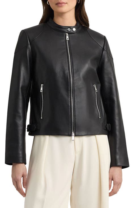 Ralph lauren leather jacket womens deals