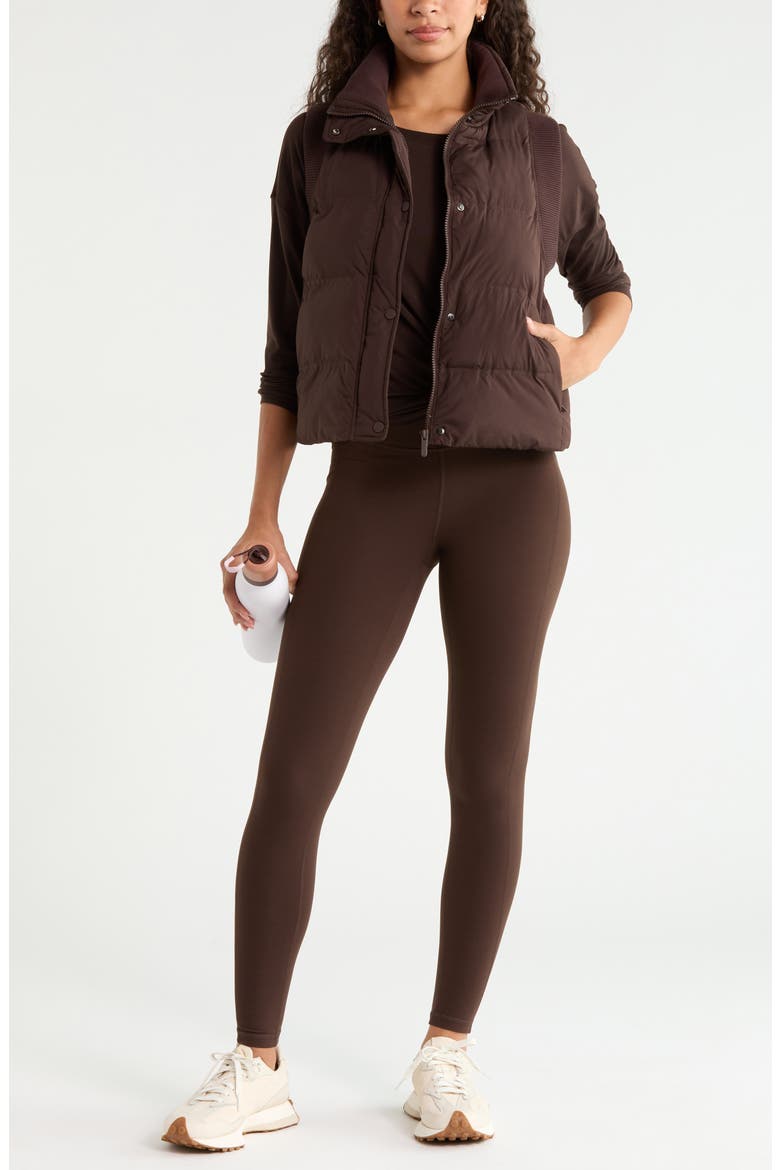 Rib Trim Puffer Vest, Alternate, color, BROWN MOLE