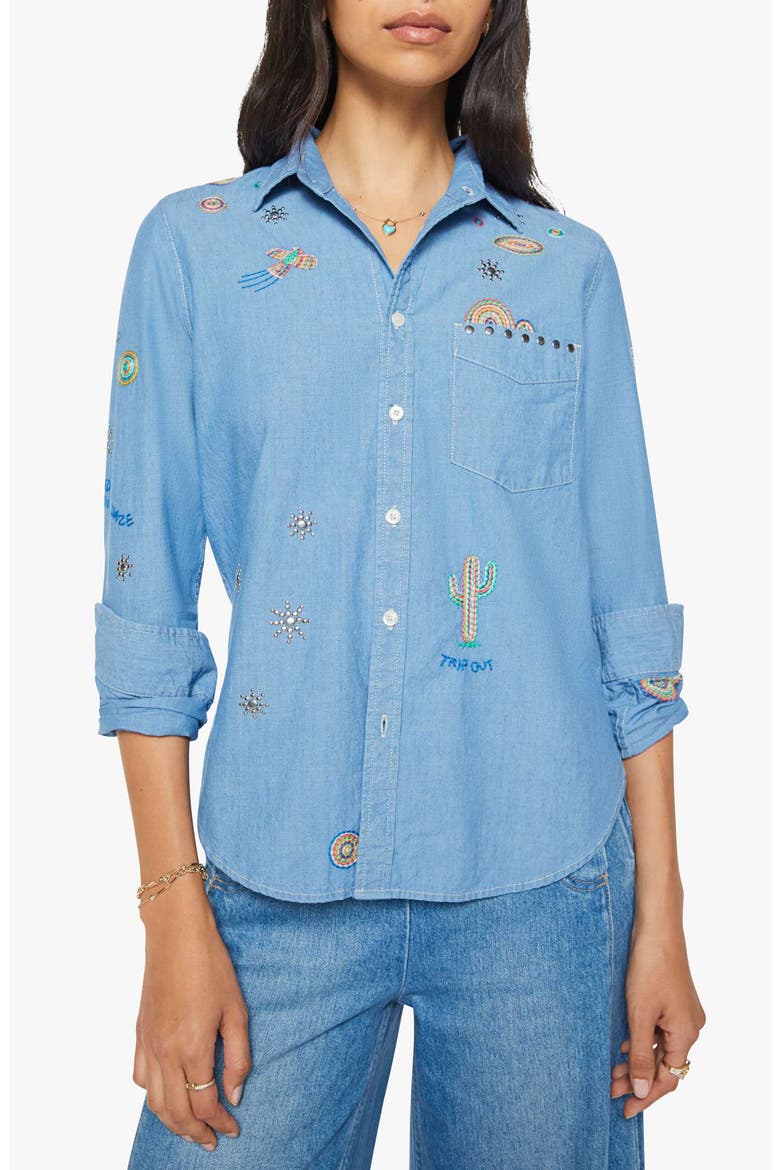 The Foxy Boxy Denim Shirt, Main, color, HANDS UP
