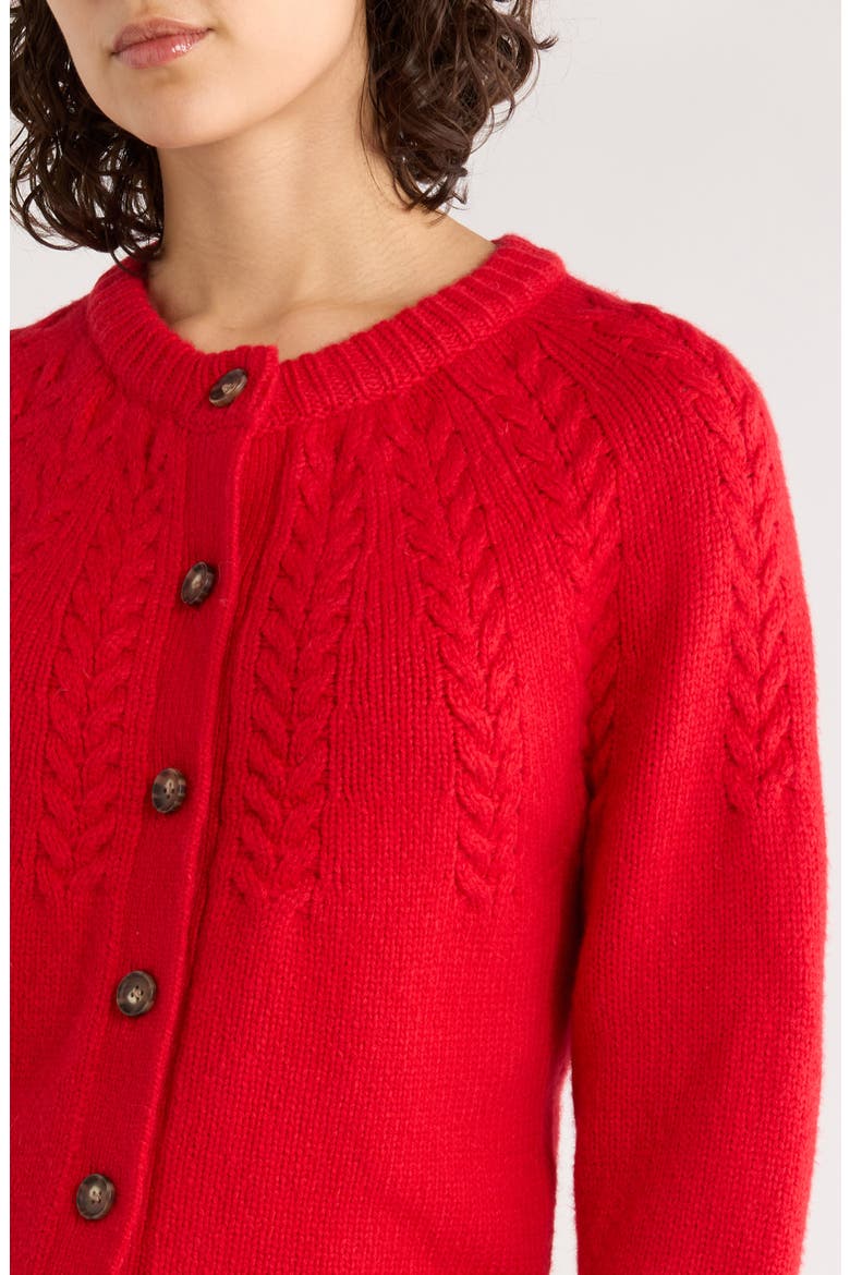Everly Cable Stitch Cardigan, Alternate, color, CHERRY RED