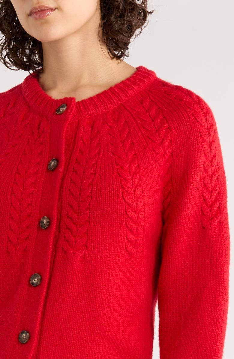 Marine Layer Everly Cable Stitch Cardigan, Alternate, color, Cherry Red