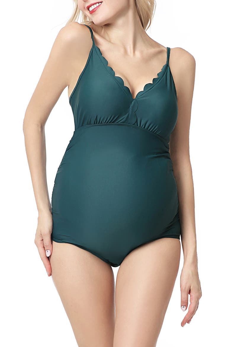 Kimber UPF 50+ One-Piece Maternity Swimsuit, Main, color, FOREST GREEN