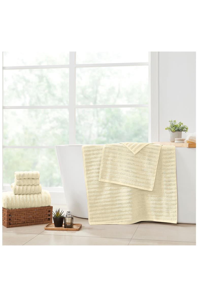 Luxury Spa Collection Wavy Quick Dry 6-Piece Towel Set - Ivory, Alternate, color, ivory
