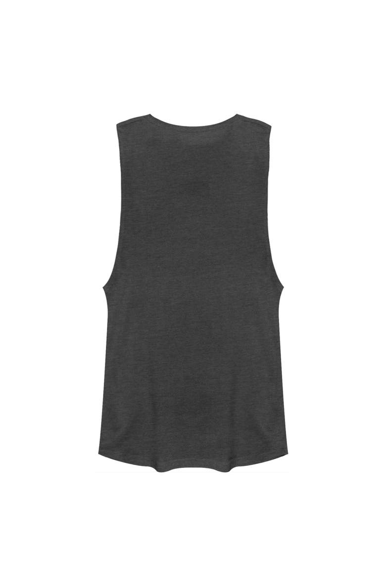 Junior's Distressed Logo Festival Muscle Graphic T-Shirt, Alternate, color, Charcoal