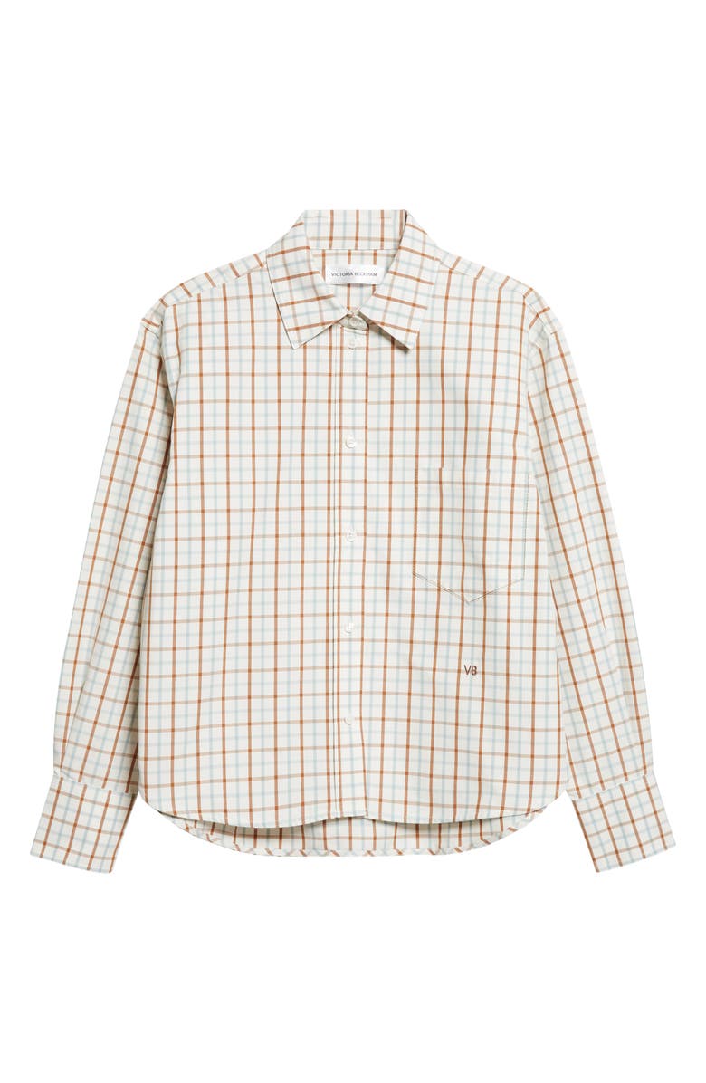 Victoria Beckham Ellys Check Cotton Poplin Button-Up Shirt, Main, color, Multi / White Check