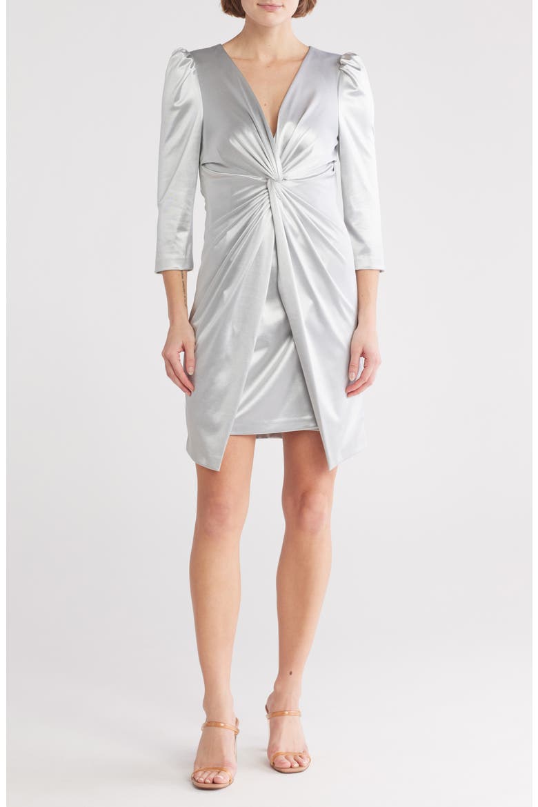 Knotted Velour Sheath Dress, Main, color, SILVER