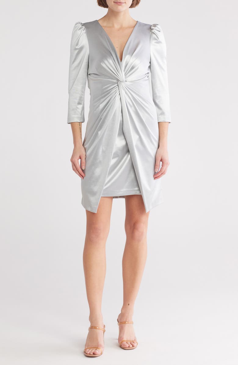 Julia Jordan Knotted Velour Sheath Dress, Main, color, Silver