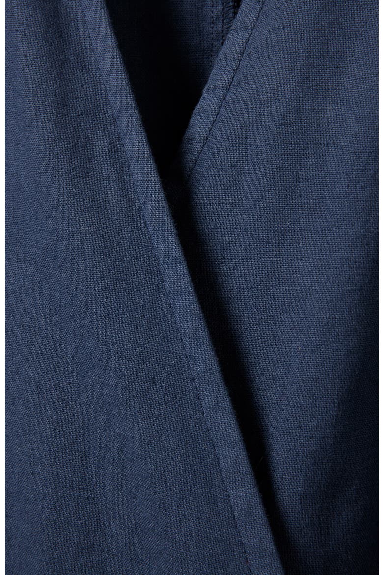 Luxurious Linen Wrap Midi Dress, Alternate, color, Denim Blue