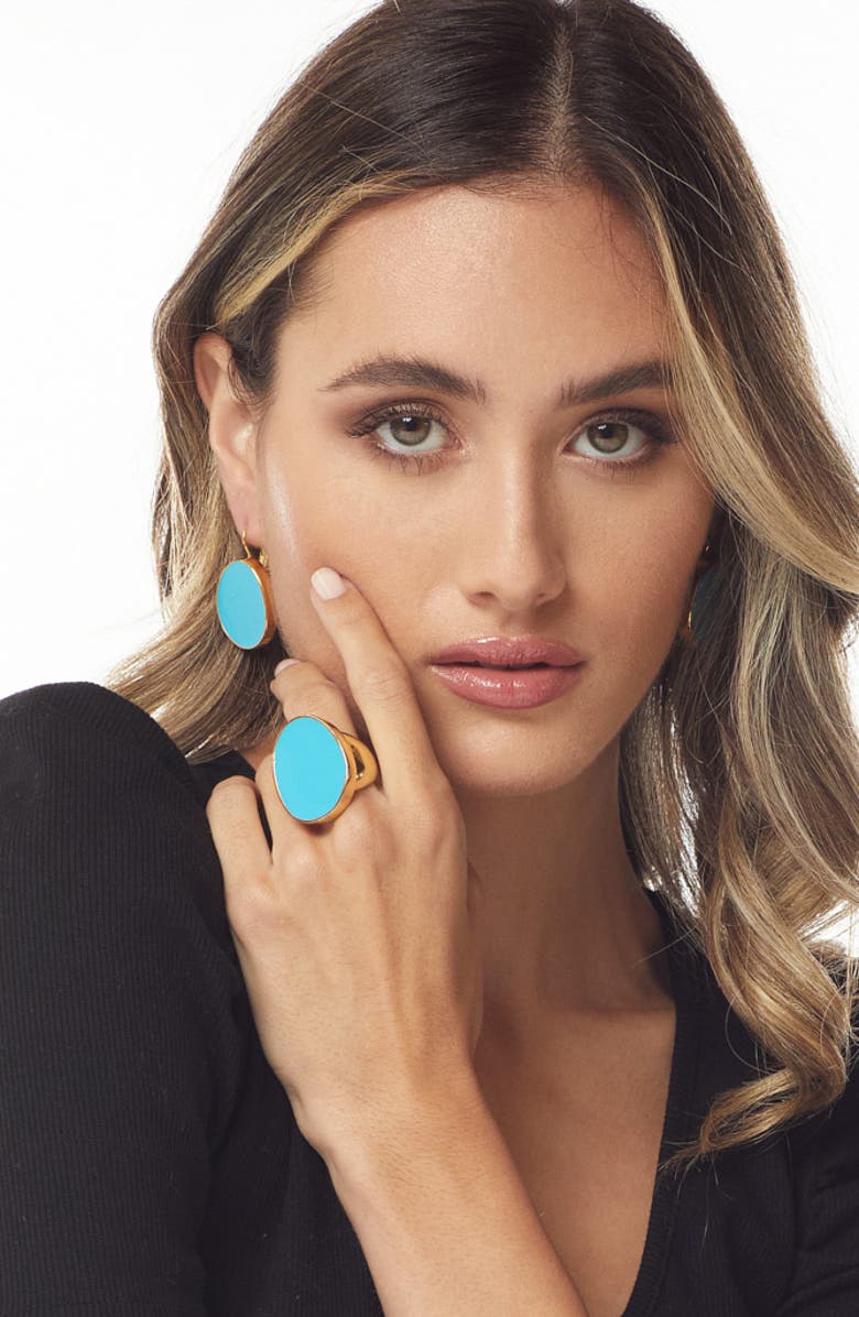 Kenneth Jay Lane Adjustable Enamel Cocktail Ring, Alternate, color, Turquoise