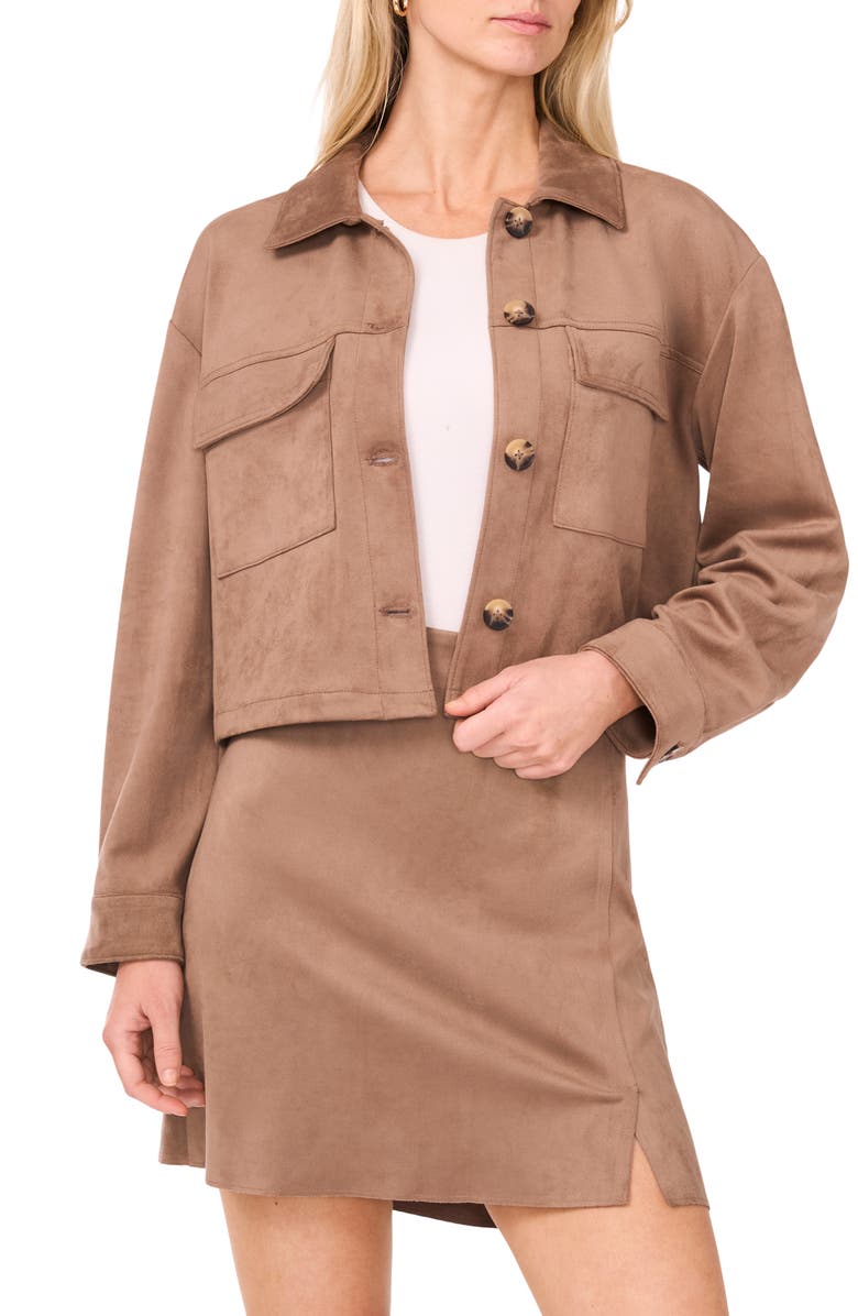 Vince Camuto Faux Suede Jacket, Main, color, Rich Taupe