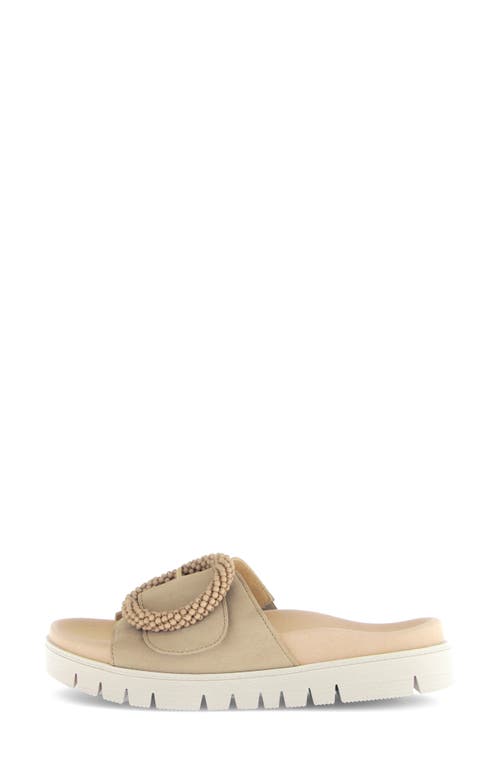 Gabor Beaded Buckle Platform Slide Sandal In Caramel