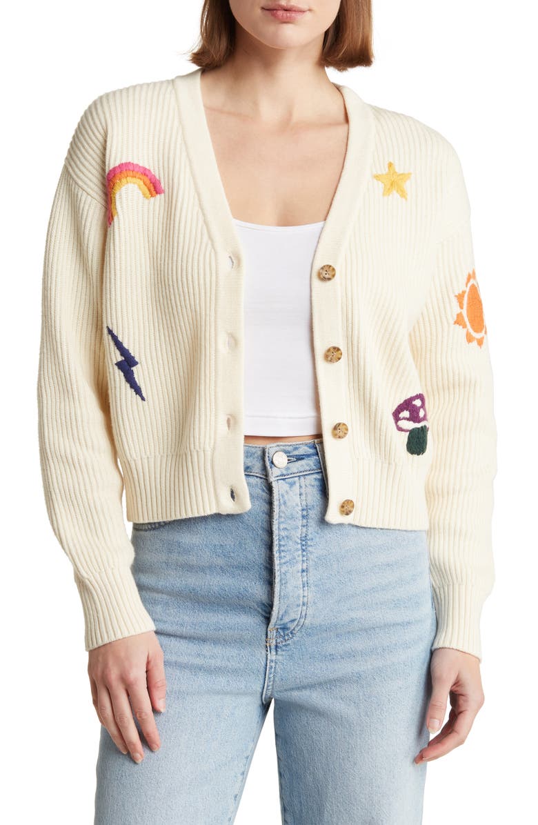 Marine Layer Robin Embroidered Crop Cardigan, Main, color, 