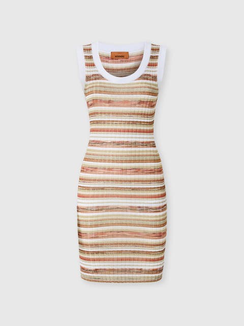 Sleeveless Ribbed Striped Mini Dress