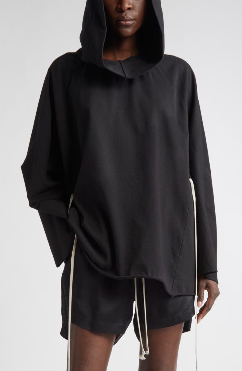 Rick Owens Tie Waist Cotton Hoodie, Main, color, 