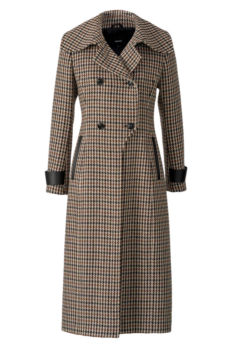 Elodie Houndstooth Double Breasted Coat, Main, color, EARTH BROWN MULTI