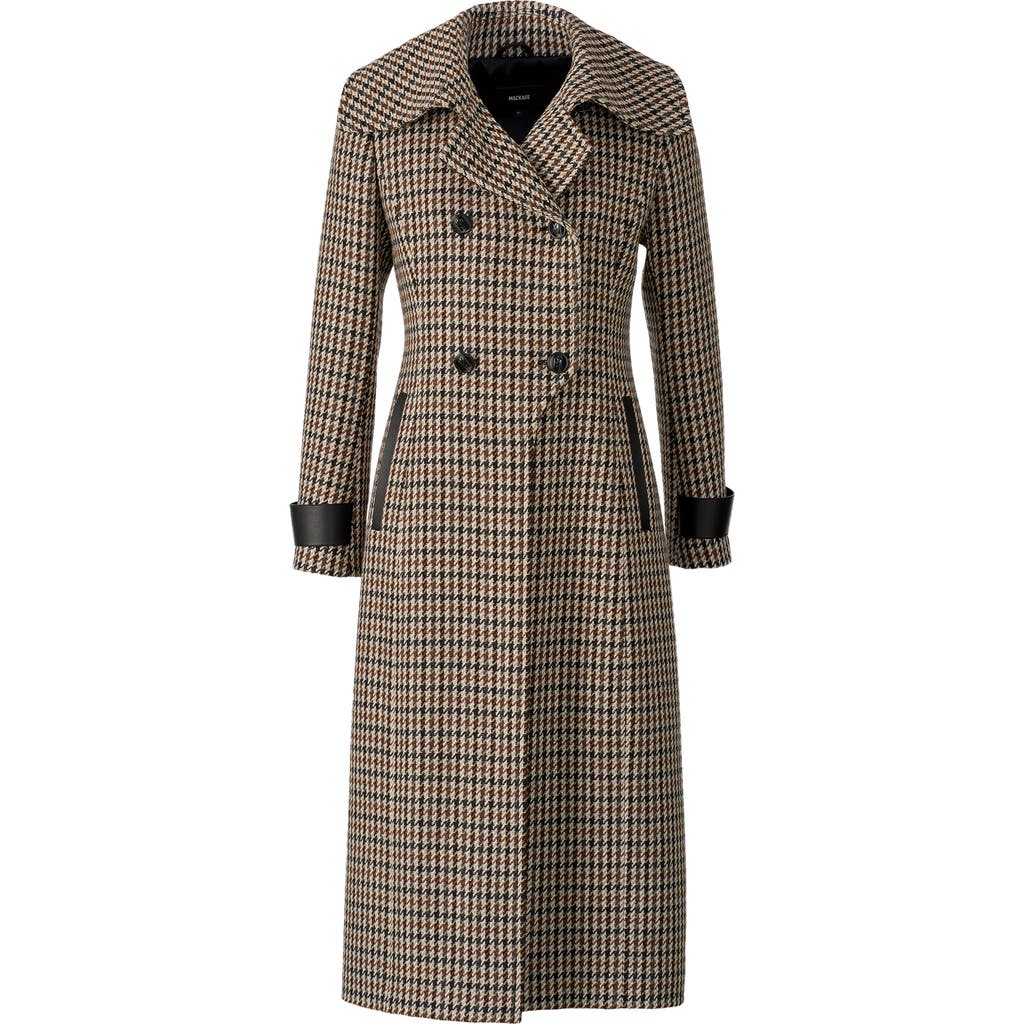 Mackage Elodie Houndstooth Double Breasted Coat In Multi