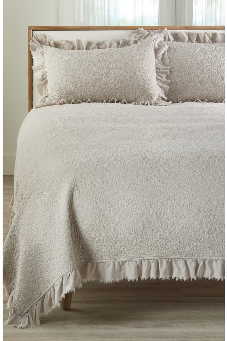 Frayed Edge Stonewash Quilt, Main, color, GREY OWL