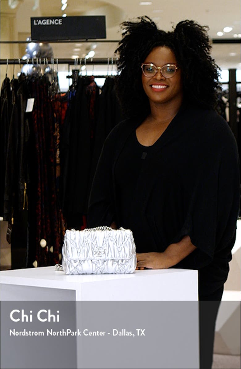 Small Kira Metallic Leather Shoulder Bag, sales video thumbnail