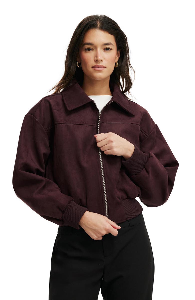 Cotton On Women's Sophie Faux Suede Bomber, Main, color, 