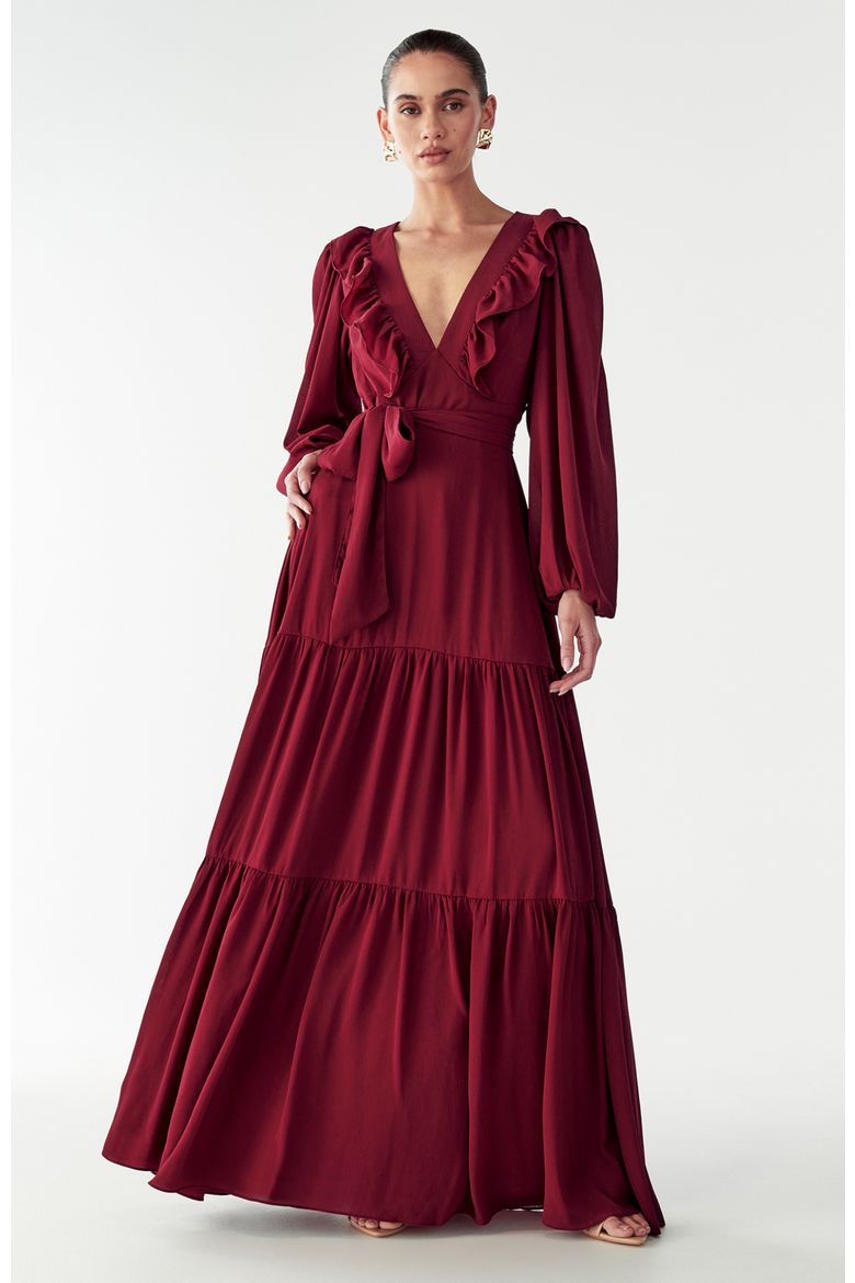Allie Maxi Dress, Alternate, color, Burgundy