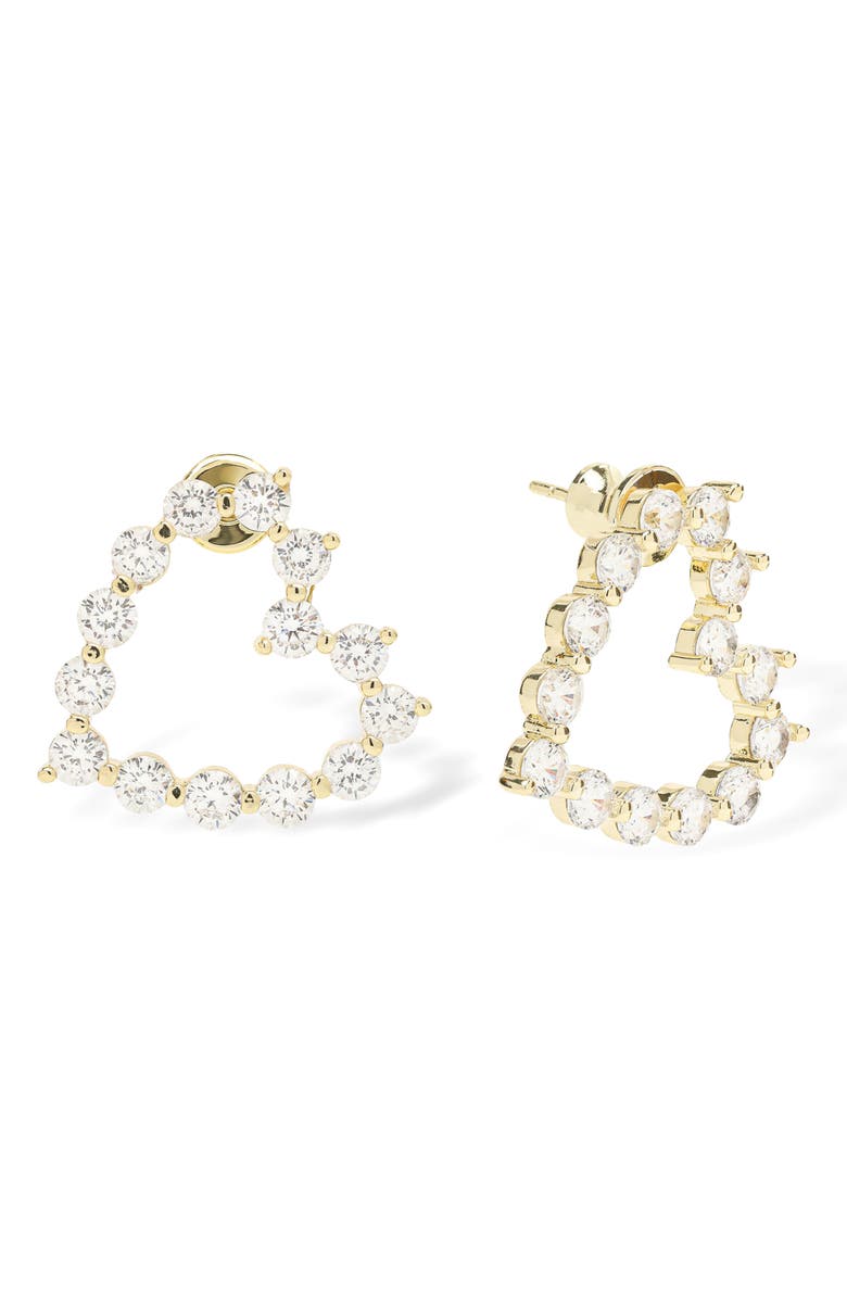 Melinda Maria Baby She's an Icon Heart Drop Earrings, Main, color, Gold-White