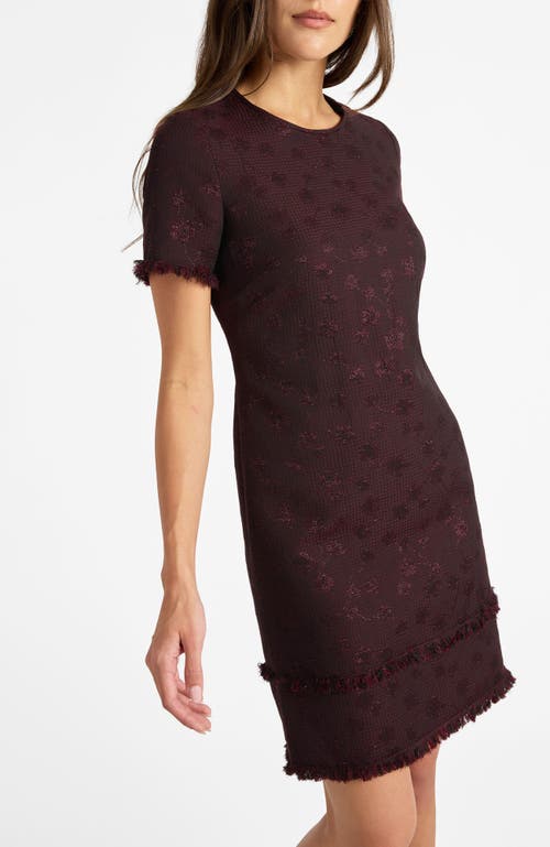 Santorelli Melania Short Sleeve Shift Dress In Purple