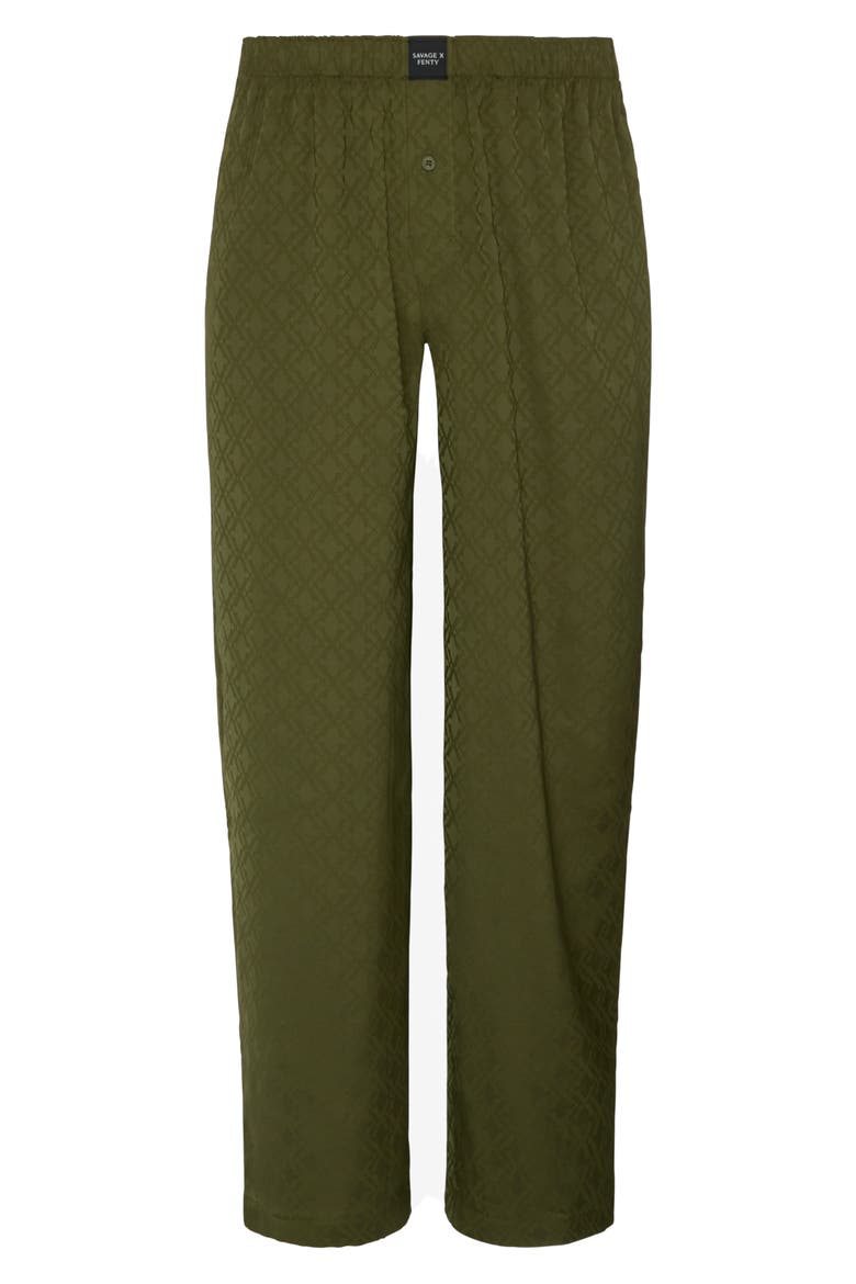Savage X Satin Jacquard Sleep Pants, Main, color, CAMO GREEN X HATCH JACQUARD