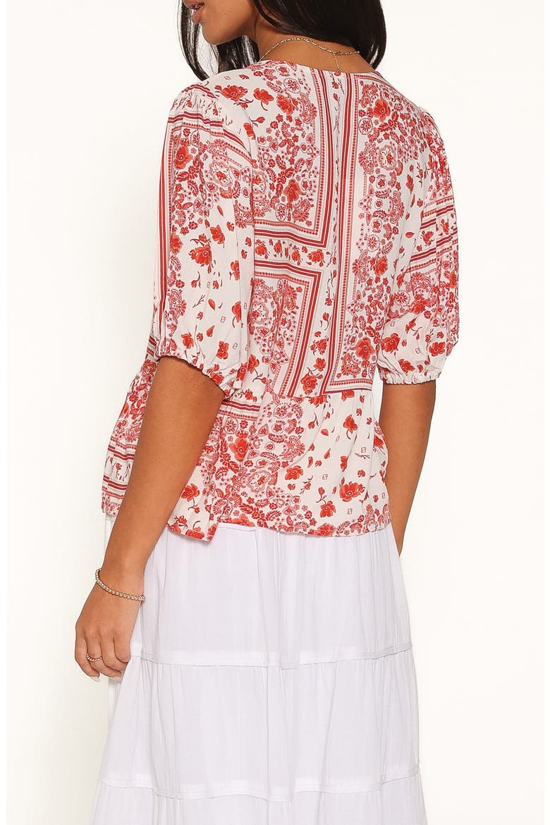 Dory Bandana Print Tie Front Top, Alternate, color, RED BANDANA