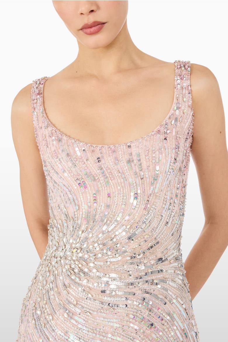 Swirly Sequin-Embelished Mini Dress, Alternate, color, Sugar