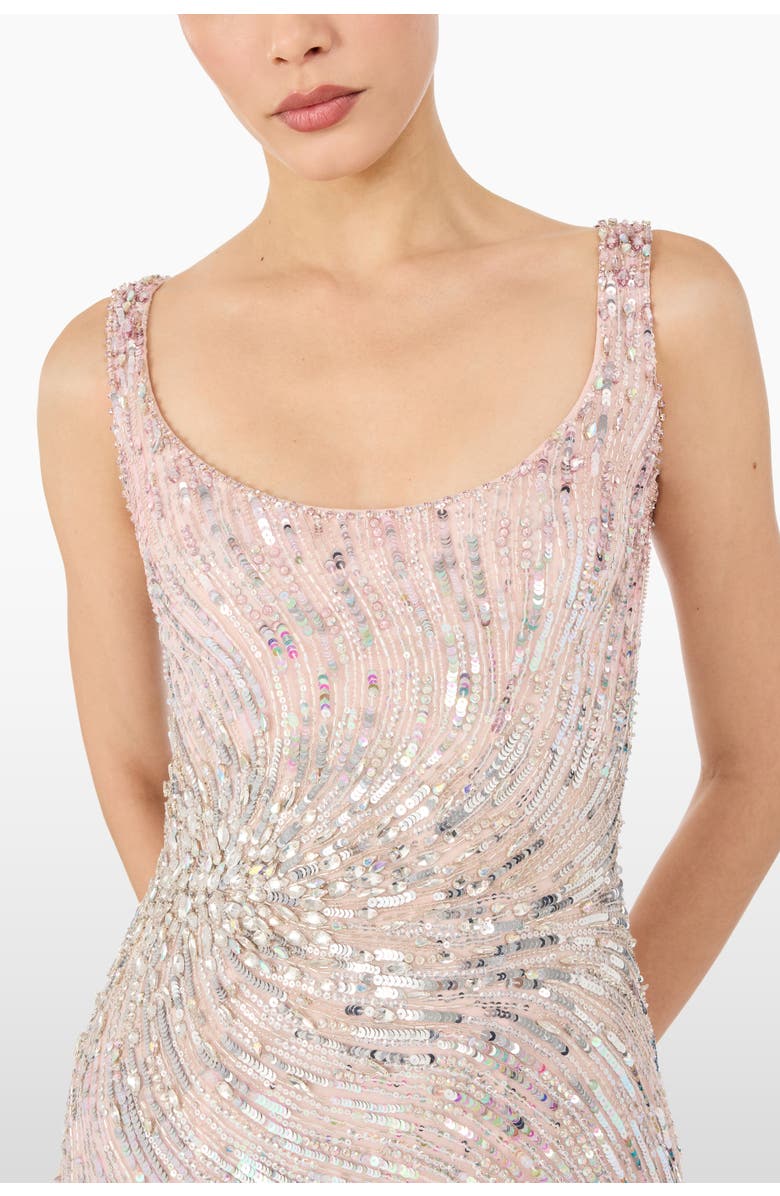 Jenny Packham Swirly Sequin-Embelished Mini Dress, Alternate, color, Sugar