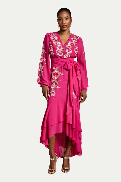 Embellished High Low Maxi Dress