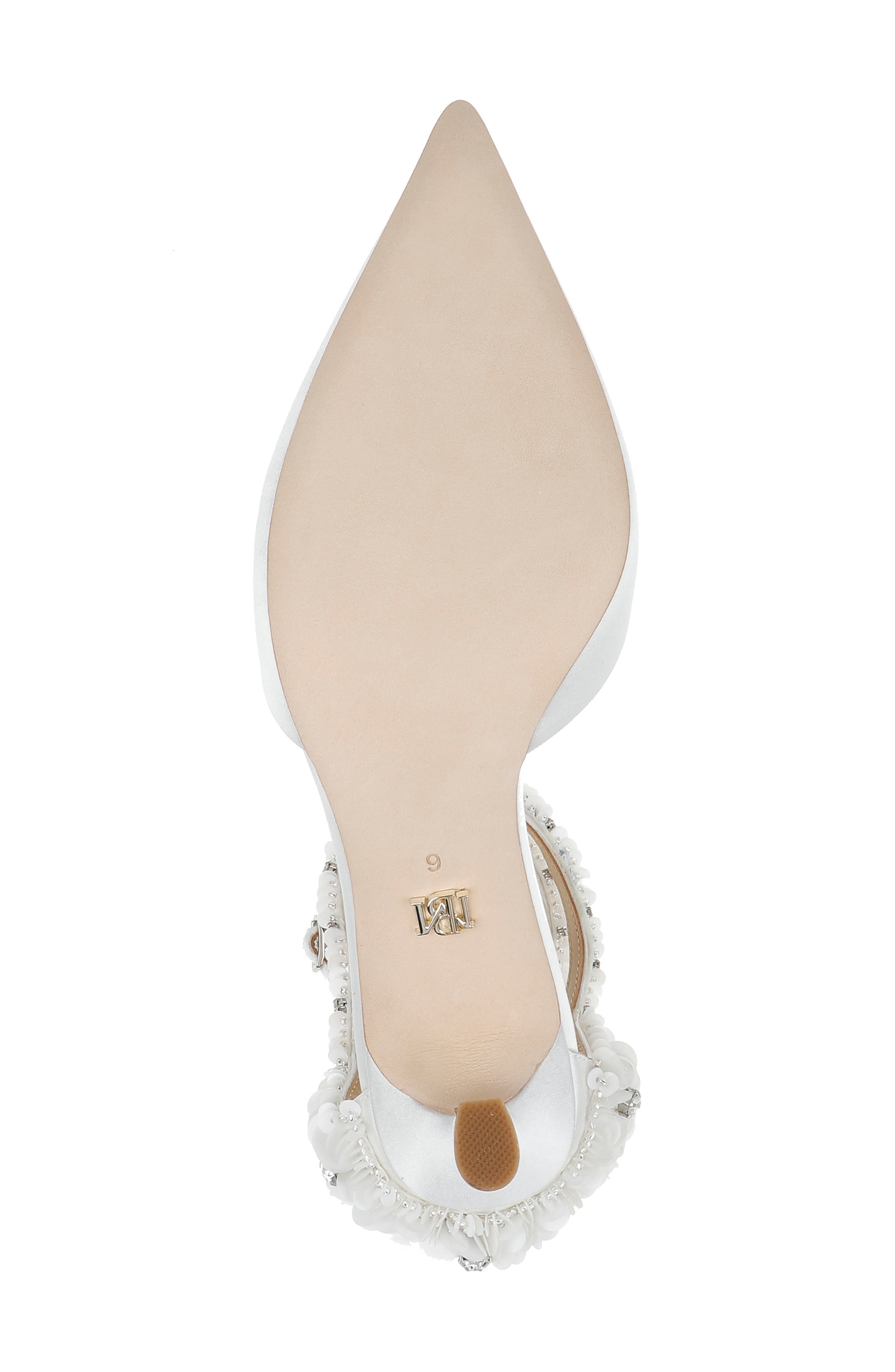 Badgley Mischka Collection Venue Ankle Strap Pointed Toe Pump, Alternate, color, White Satin