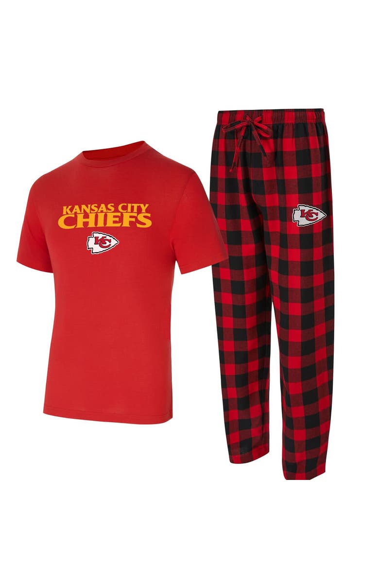 CONCEPTS SPORT Men's Concepts Sport Red/Black Kansas City Chiefs Avondale T-Shirt & Flannel Pants Set, Main, color, Red