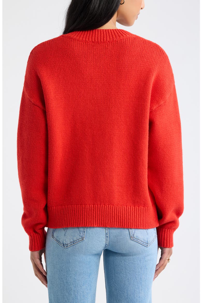 Relaxed V-Neck Sweater, Alternate, color, RED RUSH